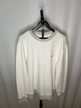Calvin Klein Jeans White Crewneck Sweatshirt with Gray Trim